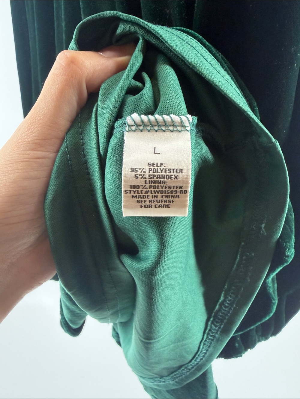 Velvet Green Dress Size Large from Red Dress Boutique - Picture 9 of 10